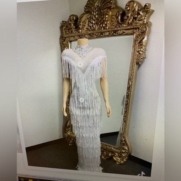 White Fringe Dress - Picture 1 of 8